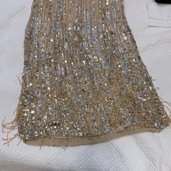 Atelier Alyce Satin Rouge Collection Gold Dress Sz 4 Women Evening Cocktail EUC - Picture 2 of 9